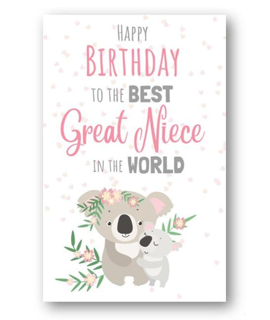 Second Ave Best Great Niece In The World Cute Koala Happy Birthday Card Greetings Card For Her