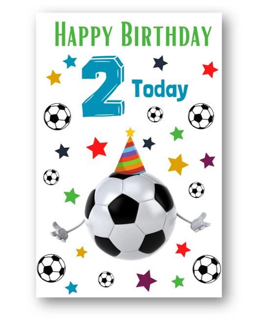Second Ave 2nd Birthday Age 2 Football Children's Kids Happy Birthday Card Greetings Card