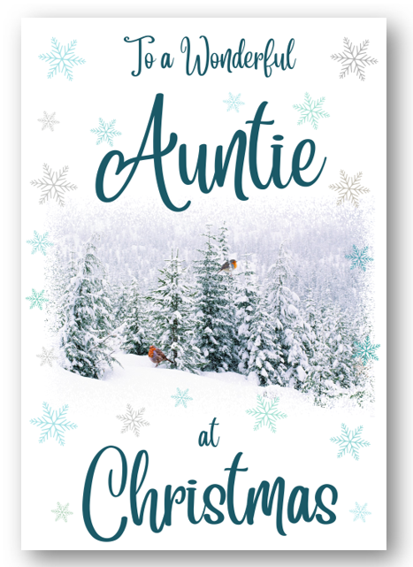 Second Ave Auntie Christmas Winter Scene Xmas Holiday Festive Greetings Card