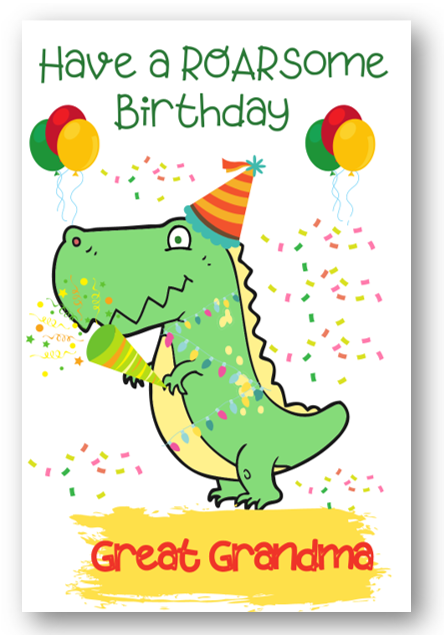Second Ave Great Grandma Dinosaur Children's Kids Birthday Card For Her Greetings Card