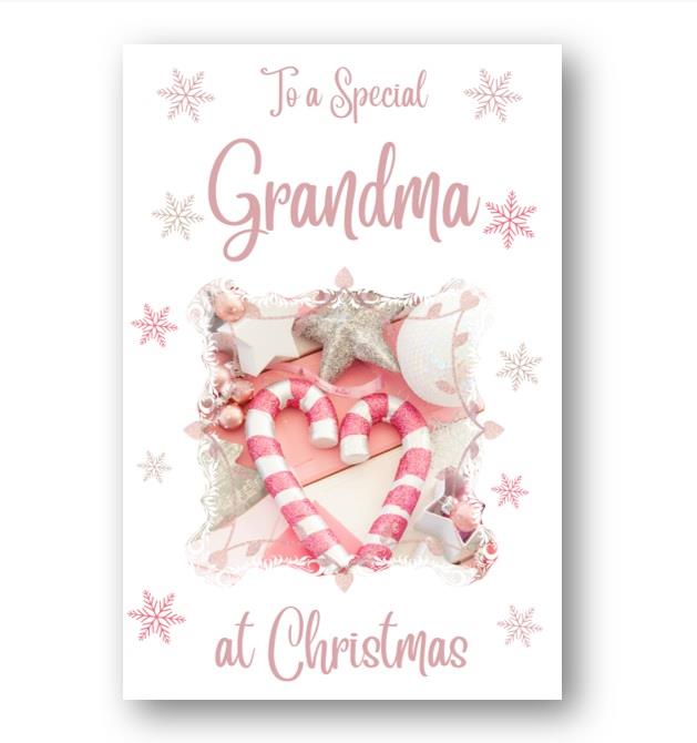 Second Ave Grandma Christmas Pink Heart Xmas Holiday Festive Greetings Card