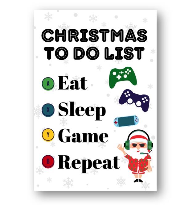 Second Ave Gamer To Do List Christmas Xmas Holiday Festive Greetings Card