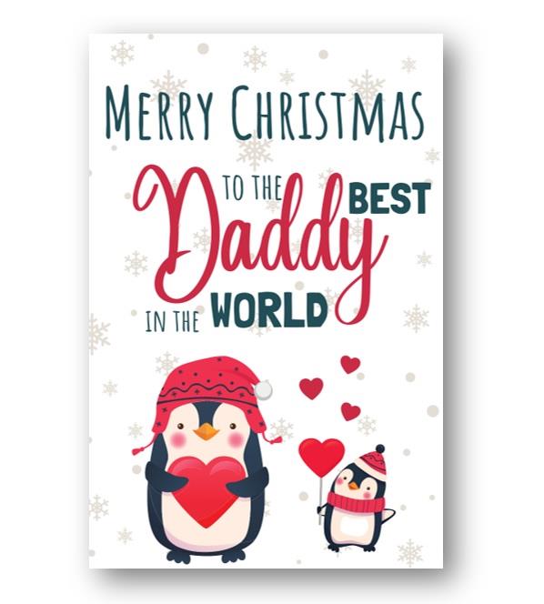 Second Ave Best Daddy Penguin Children's Kids Christmas Xmas Holiday Festive Greetings Card