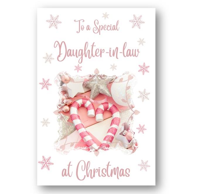 Second Ave Daughter-in-Law Christmas Pink Heart Xmas Holiday Festive Greetings Card