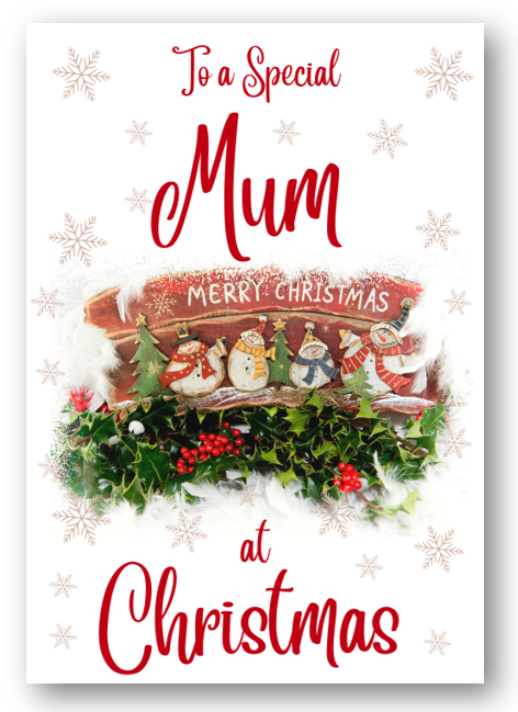 Second Ave Mum Christmas Red Holly Snowman Xmas Holiday Festive Greetings Card