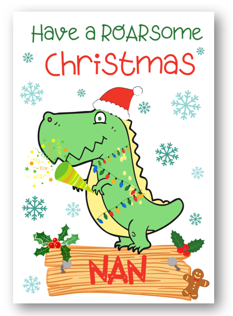 Second Ave Nan Dinosaur Children's Kids Christmas Xmas Holiday Festive Greetings Card