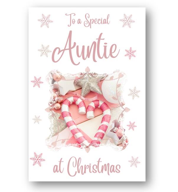 Second Ave Auntie Christmas Pink Heart Xmas Holiday Festive Greetings Card