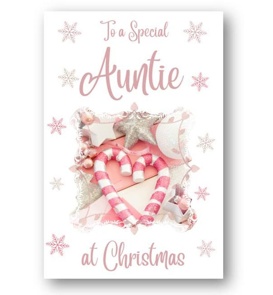 Second Ave Auntie Christmas Pink Heart Xmas Holiday Festive Greetings Card