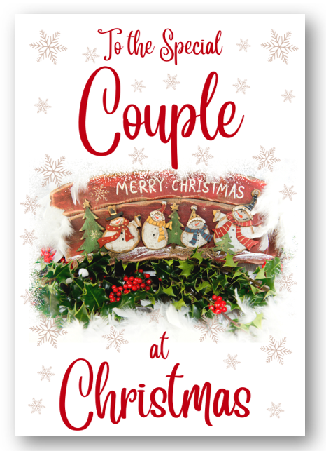 Second Ave Special Couple Christmas Red Holly Snowman Xmas Holiday Festive Greetings Card