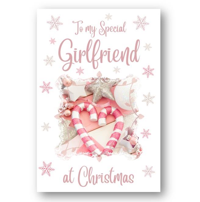Second Ave Girlfriend Christmas Pink Heart Xmas Holiday Festive Greetings Card