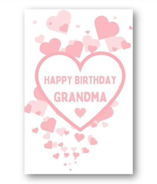 Second Ave Grandma Pink Hearts Love Cute Happy Birthday Card Greetings Card For Her
