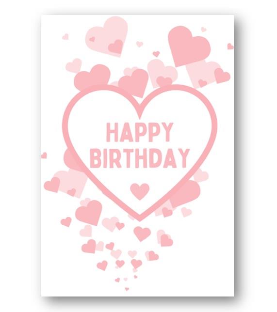 Second Ave Pink Hearts Love Cute Happy Birthday Card Greetings Card For Her Female Friend