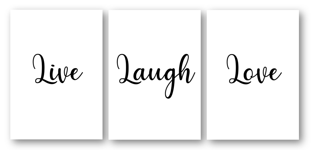 Second Ave A4 Set of 3 Live Laugh Love Quote Home Print Poster Wall Art