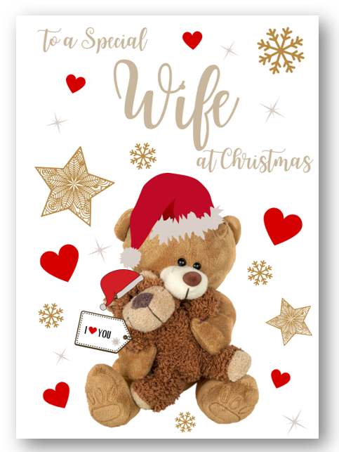 Second Ave Wife Bear Heart Christmas Xmas Holiday Festive Greetings Card