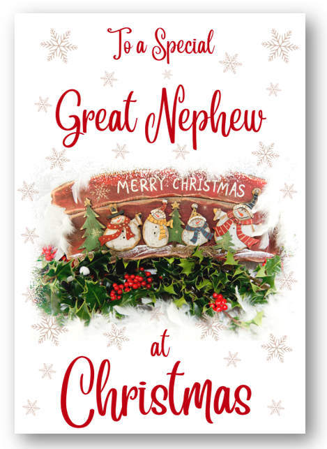 Second Ave Great Nephew Christmas Red Holly Snowman Xmas Holiday Festive Greetings Card