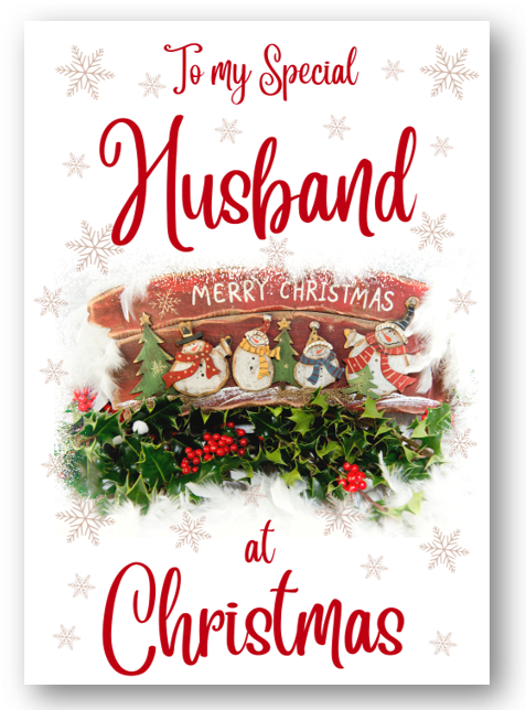 Second Ave Husband Christmas Red Holly Snowman Xmas Holiday Festive Greetings Card