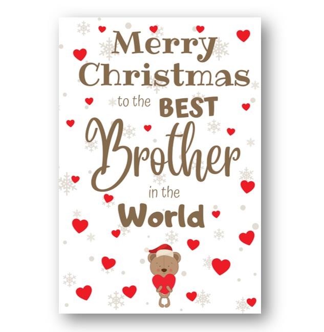 Second Ave Best Brother Bear Children's Kids Christmas Xmas Holiday Festive Greetings Card