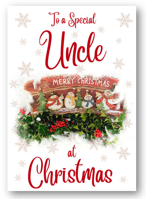 Second Ave Uncle Christmas Red Holly Snowman Xmas Holiday Festive Greetings Card