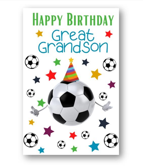 Second Ave Great Grandson Football Children's Kids Happy Birthday Card Greetings Card