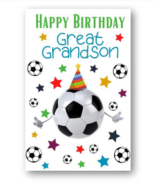 Second Ave Great Grandson Football Children's Kids Happy Birthday Card Greetings Card