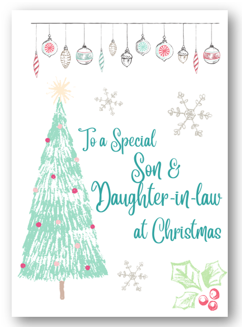 Second Ave Son & Daughter-in-Law Christmas Tree Xmas Holiday Festive Greetings Card