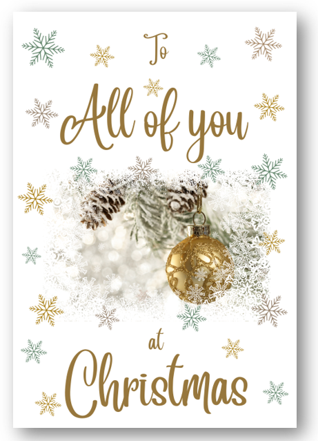 Second Ave All of You Christmas Gold Bauble Xmas Holiday Festive Greetings Card