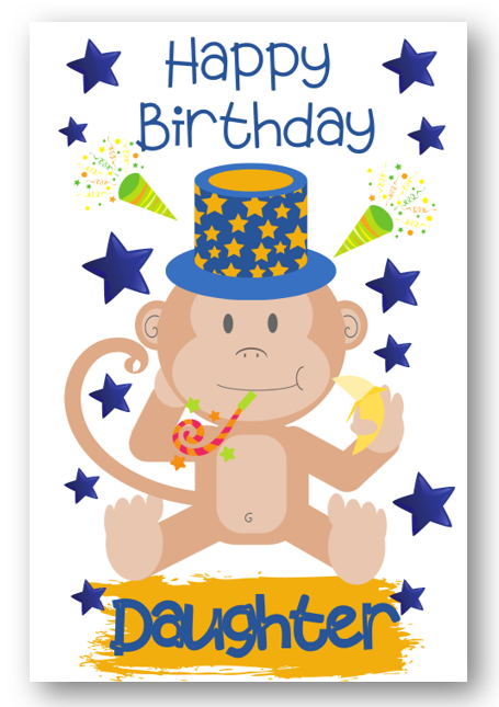 Second Ave Daughter Children's Kids Monkey Birthday Card For Her Greetings Card