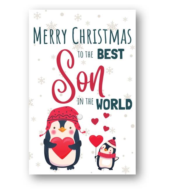 Second Ave Best Son Penguin Children's Kids Christmas Xmas Holiday Festive Greetings Card