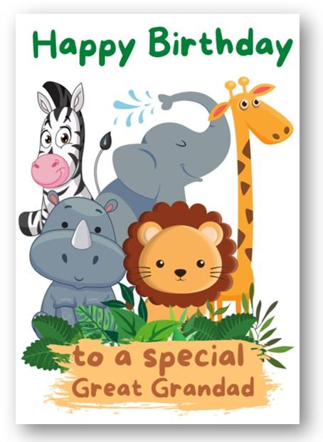 Second Ave Great Grandad Safari Children's Kids Birthday Card For Him Greetings Card