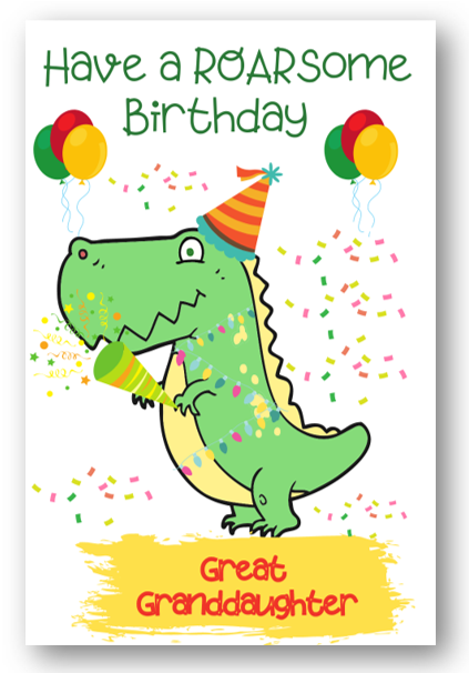 Second Ave Great Granddaughter Dinosaur Children's Kids Birthday Card For Her Greetings Card