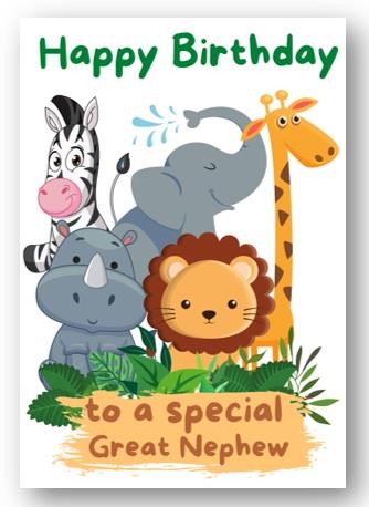 Second Ave Great Nephew Safari Children's Kids Birthday Card For Him Greetings Card