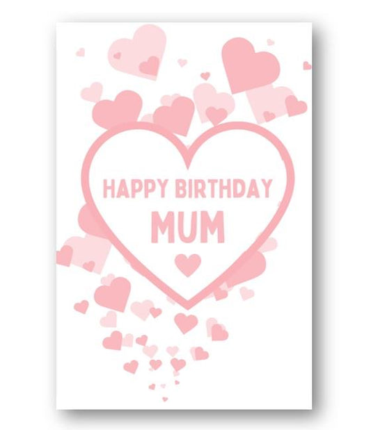 Second Ave Mum Pink Hearts Love Cute Happy Birthday Card Greetings Card For Her