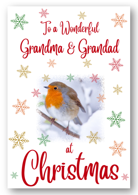Second Ave Grandma & Grandad Christmas Robin Xmas Holiday Festive Greetings Card