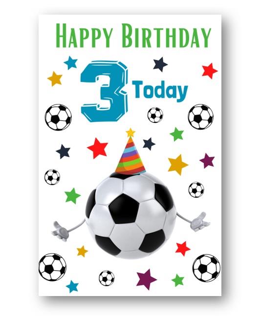 Second Ave 3rd Birthday Age 3 Football Children's Kids Happy Birthday Card Greetings Card