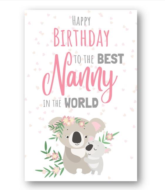 Second Ave Best Nanny In The World Cute Koala Happy Birthday Card Greetings Card For Her