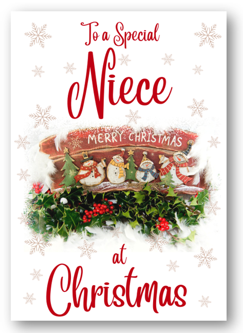 Second Ave Niece Christmas Red Holly Snowman Xmas Holiday Festive Greetings Card