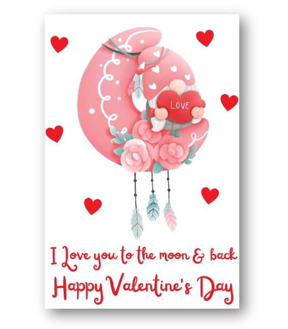 Second Ave Love You To The Moon & Back Valentine Card For Him/Her Cute Romantic Valentine's Day