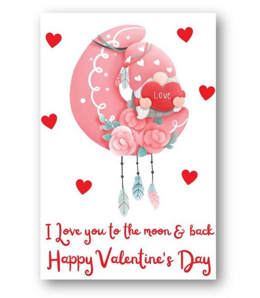 Second Ave Love You To The Moon & Back Valentine Card For Him/Her Cute Romantic Valentine's Day