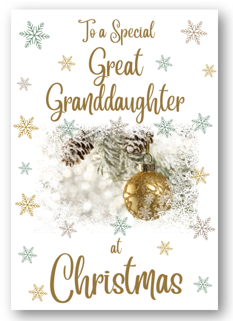 Second Ave Great Granddaughter Christmas Gold Bauble Xmas Holiday Festive Greetings Card