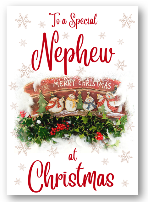 Second Ave Nephew Christmas Red Holly Snowman Xmas Holiday Festive Greetings Card