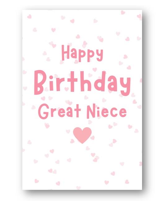 Second Ave Great Niece Pink Hearts Cute Happy Birthday Card Greetings Card For Her