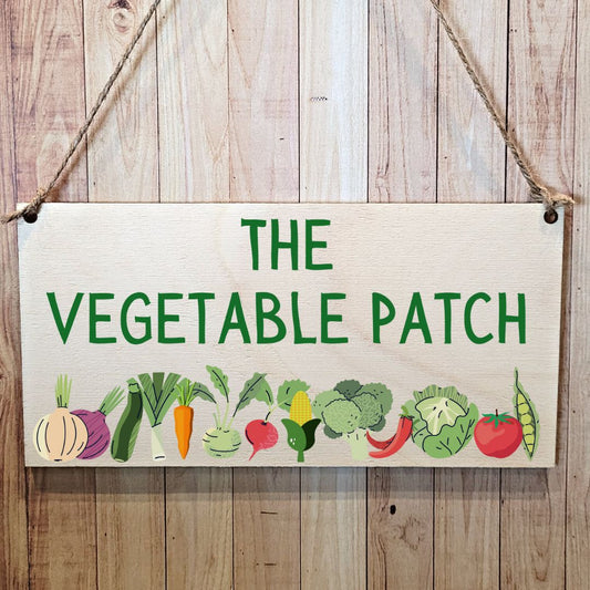 Second Ave The Vegetable Patch Wooden Hanging Gift Friendship Rectangle Gardening Shed Sign Plaque
