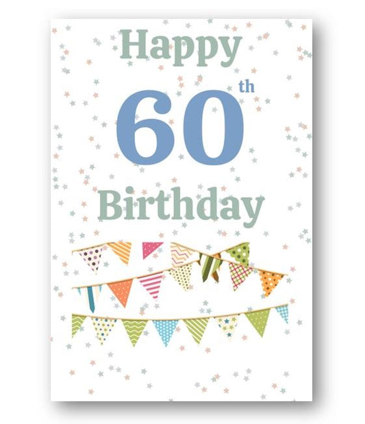 Second Ave Bunting 60th Happy Birthday Card Greetings Card Friend Relative