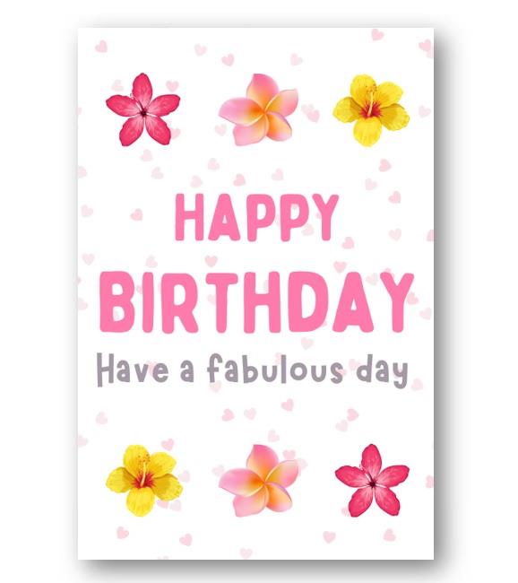 Second Ave Flower Hearts Cute Happy Birthday Card Greetings Card For Her Female Friend