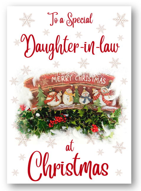 Second Ave Daughter-in-Law Christmas Red Holly Snowman Xmas Holiday Festive Greetings Card