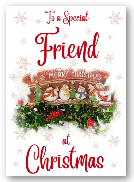 Second Ave Friend Christmas Red Holly Snowman Xmas Holiday Festive Greetings Card