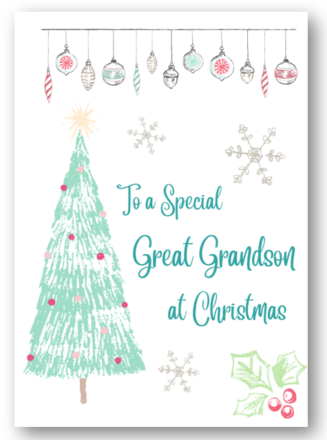 Second Ave Great Grandson Christmas Tree Xmas Holiday Festive Greetings Card