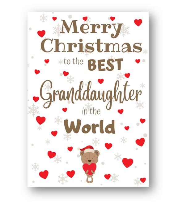 Second Ave Best Granddaughter Bear Children's Kids Christmas Xmas Holiday Festive Greetings Card