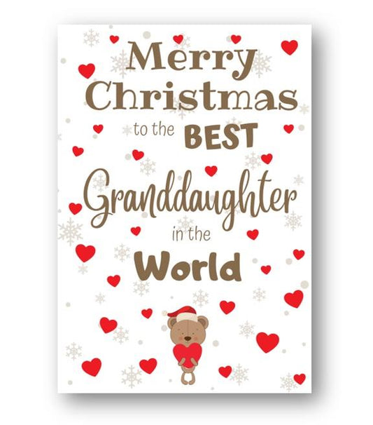 Second Ave Best Granddaughter Bear Children's Kids Christmas Xmas Holiday Festive Greetings Card