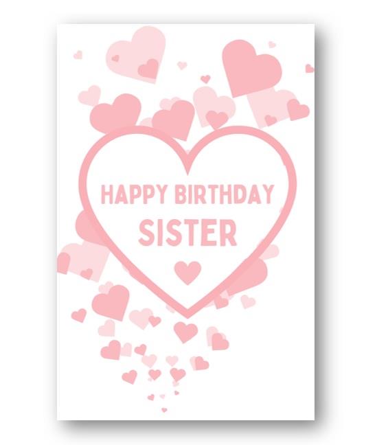 Second Ave Sister Pink Hearts Love Cute Happy Birthday Card Greetings Card For Her